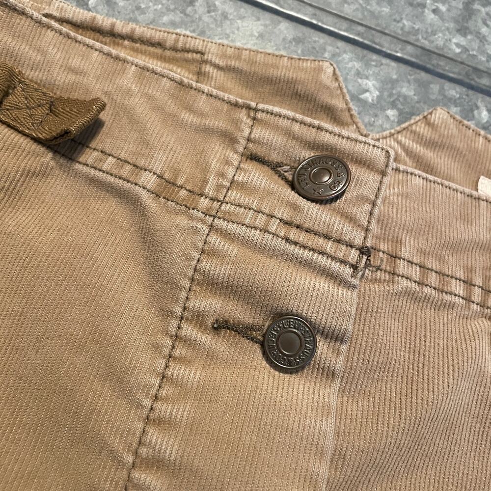 Vintage Levi's Corduroy Cargo Pocket Skirt 9 Tan Khaki Safari Military 90s Y2K - Picture 2 of 11